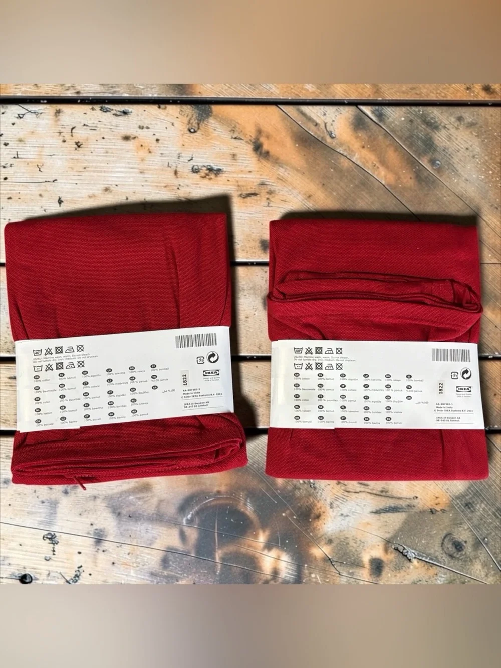 NEW! Bundle of 2- IKEA Gurli 20x20” Pillow Cover- Red - Cover Only - No Pillow.